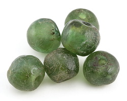 African Recycled Glass Green Tumbled Rondelle 17-20x20-22mm