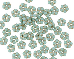Czech Glass Turquoise w/ Gold Bali Style Daisy Spacer 2x5mm