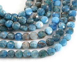 Pacific Blue Apatite (B) Faceted Puff Coin 6mm