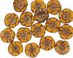 Czech Glass Bronzed Pumpkin Hibiscus Coin 10mm