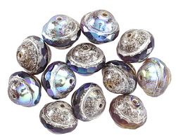 Czech Glass Amethyst AB w/ Antique Silver UFO 10x12mm