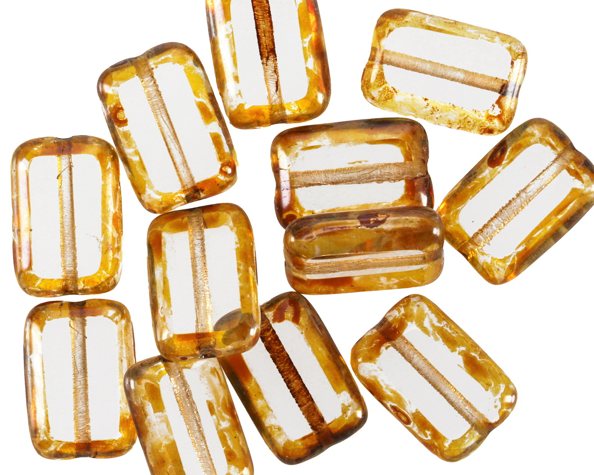Czech Glass Crystal Picasso Rectangle 12x8mm