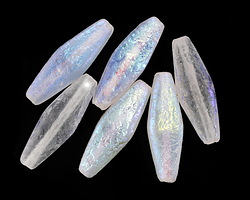Czech Glass Matte Textured Crystal AB Rhombus 20x8mm