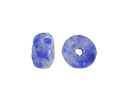 African Recycled Powder Glass Clear w/ Cobalt Flecks Rondelle 7-9x12-13mm