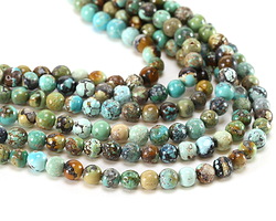 Green Blue Hubei Turquoise (w/ Matrix) Round 3.5-4mm