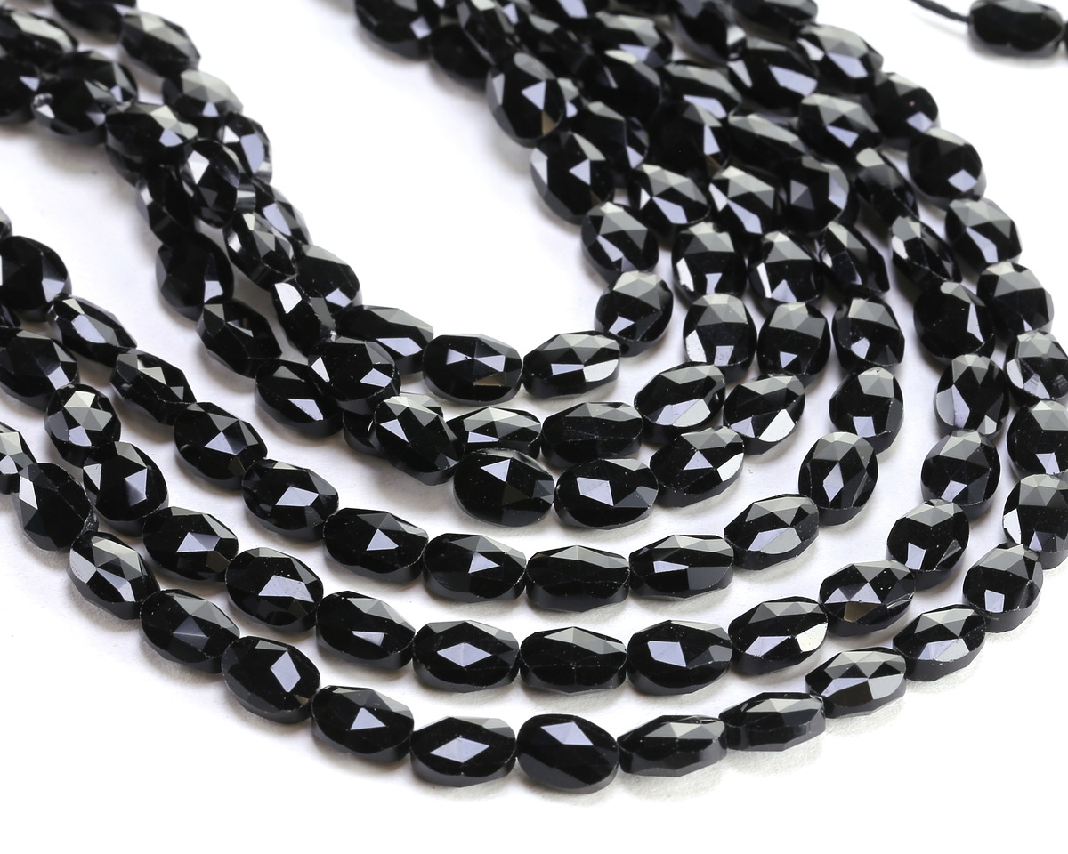 Black Obsidian Microfaceted Oval 8x6mm