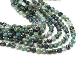 Moss Agate Faceted Coin 4-4.5mm