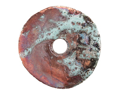 Mykonos Ceramic Iridescent Copper Patina Spacer Disc 40mm