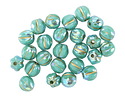 Czech Glass Turquoise AB w/ Gold Faceted Melon Round 6mm