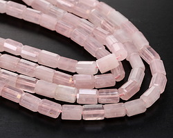 Rose Quartz Microfaceted Tube 7x10mm