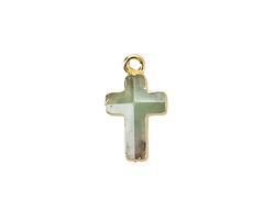 Australian Chrysoprase Faceted Cross Focal w/ Gold Finish 10x15mm