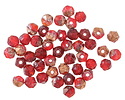 Czech Glass Textured Ruby Red w/ Copper Finish English Cut Bead 4mm