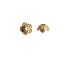 Nunn Design Antique Gold (plated) 8mm Etched Daisy Bead Cap 4x9mm