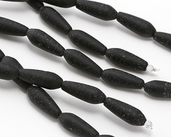 Jet Beach-Style Glass Teardrop 18x6mm