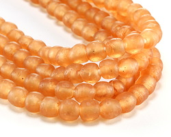 African Recycled Glass Apricot Tumbled Round 10-12mm