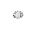 Nepalese White Magnesite & White Brass Bead 12-14x10mm
