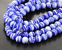 Cobalt & White Swirl Lampwork Glass Round 10mm