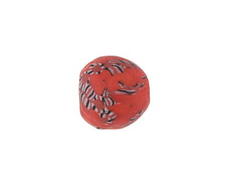 African Recycled Powder Glass & Seed Bead Red Mix Tumbled Round 14-18mm