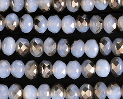 Czech Glass White Opal w/ Antique Silver Fire Polished Rondelle 5x7mm