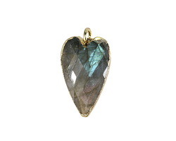Labradorite Faceted Heart Pendant w/ Gold Finish 13x20mm