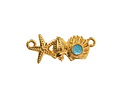 24K Gold (plated) Aqua Enamel Sea Elements Focal Link 26x11mm