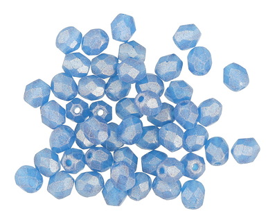 Czech Glass Sueded Gold Capri Blue Fire Polished Round 4mm