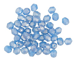 Czech Glass Sueded Gold Capri Blue Fire Polished Round 4mm