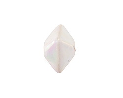Mykonos Ceramic Iridescent White Octahedron Bead 13x15mm