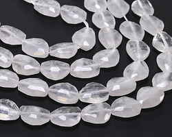 Rock Crystal Quartz Microfaceted Puff Pear 13x16mm