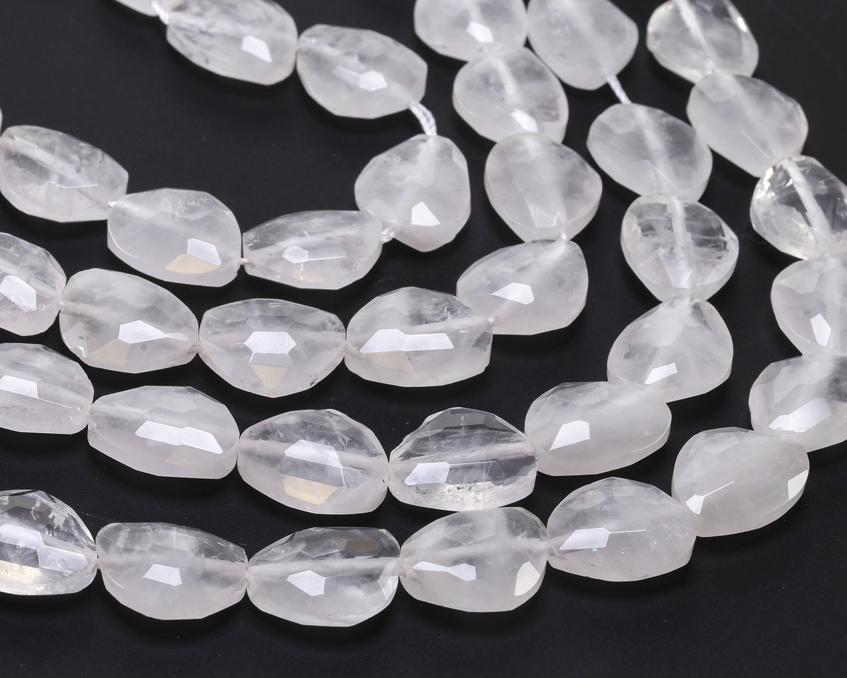 Rock Crystal Quartz Microfaceted Puff Pear 13x16mm