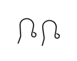 Matte Black (plated) Plain Earwire w/ Loop 7x13mm