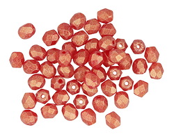 Czech Glass Sueded Gold Ruby Fire Polished Round 4mm