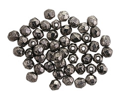 Czech Glass Jet w/ Antique Silver Flecks Fire Polished Round 4mm