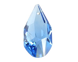 Czech Antique Crystal Sapphire Blue Faceted Drop Focal 17x30mm