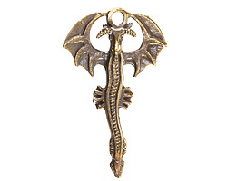 Mykonos Antique Brass (plated) Soaring Dragon Focal 35x55mm