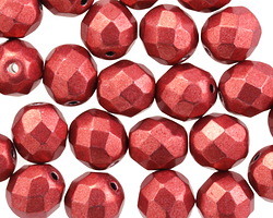 Czech Glass ColorTrends: Sueded Gold Samba Red Fire Polished Round 8mm