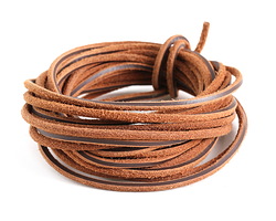 Natural Brown Half Round Leather Cord 3mm, 16 feet