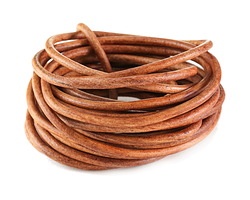 Natural Light Brown Round Leather Cord 4mm, 16 feet