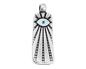 Antique Silver (plated) Radiant Enamel Evil Eye Rectangular Focal 11x31mm