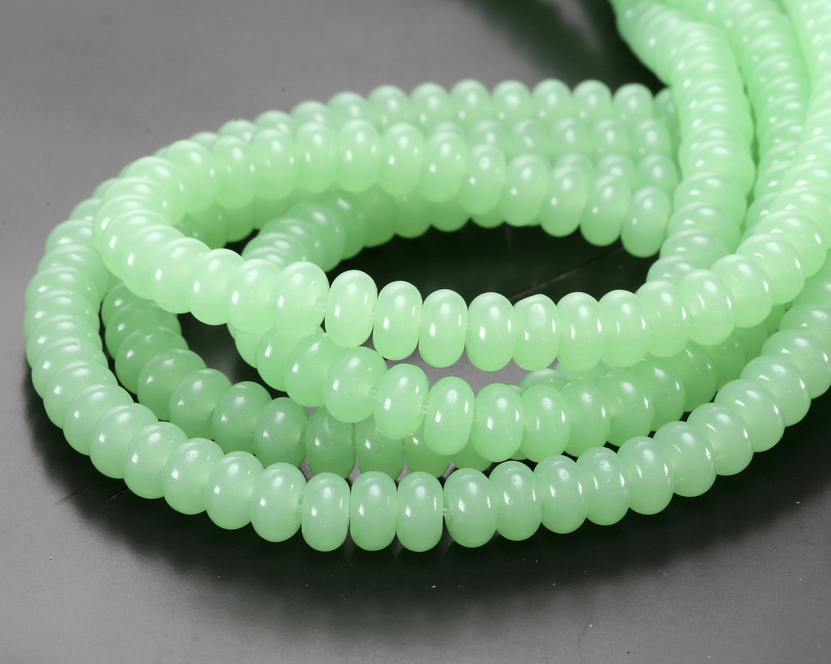 Green Tea Opal Glass Rondelle 5x8mm