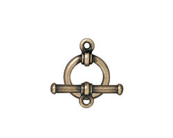 TierraCast Antique Brass (plated) Bar & Ring Toggle Clasp 16x12mm, 19mm bar