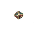 Nepalese Brass Rice Bead w/ Turquoise & Coral Mosaic Petals 11-13x11-13mm
