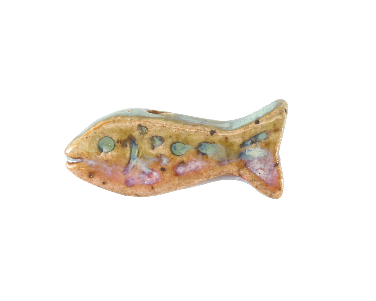 Gaea Ceramic Pastel Rainbow 1 Fish Bead 10-11x27-28mm