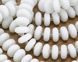 Opaque White Beach-Style Glass Rondelle 5x12mm