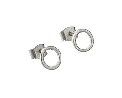 Satin Rhodium (Plated) 8mm Open Circle Post Earring w/Back