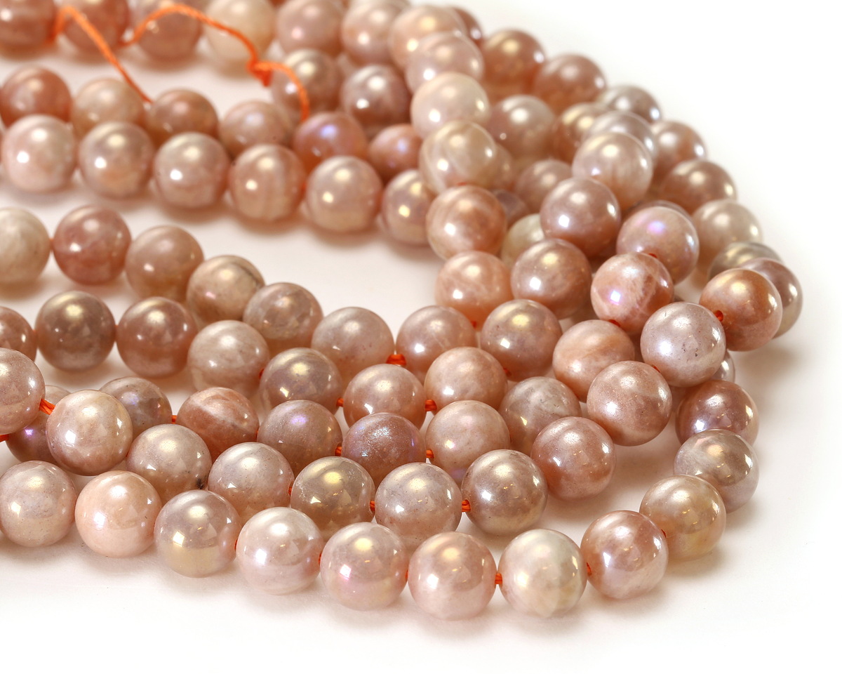 Peach Moonstone w/ AB Luster Round 8mm