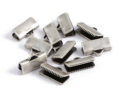 Antique Silver (plated) Smooth Ribbon Crimp End 13mm