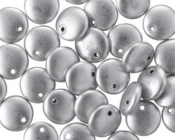 Czech Glass Matte Silver Top-Drilled Lentil 9mm