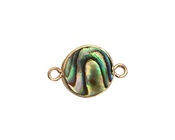 Abalone Round Focal Link w/ Gold Finish 19x12mm