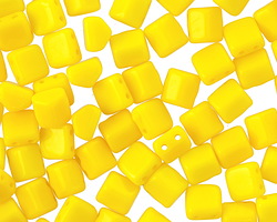 CzechMates Glass Opaque Yellow 2-Hole Roof Bead 6mm